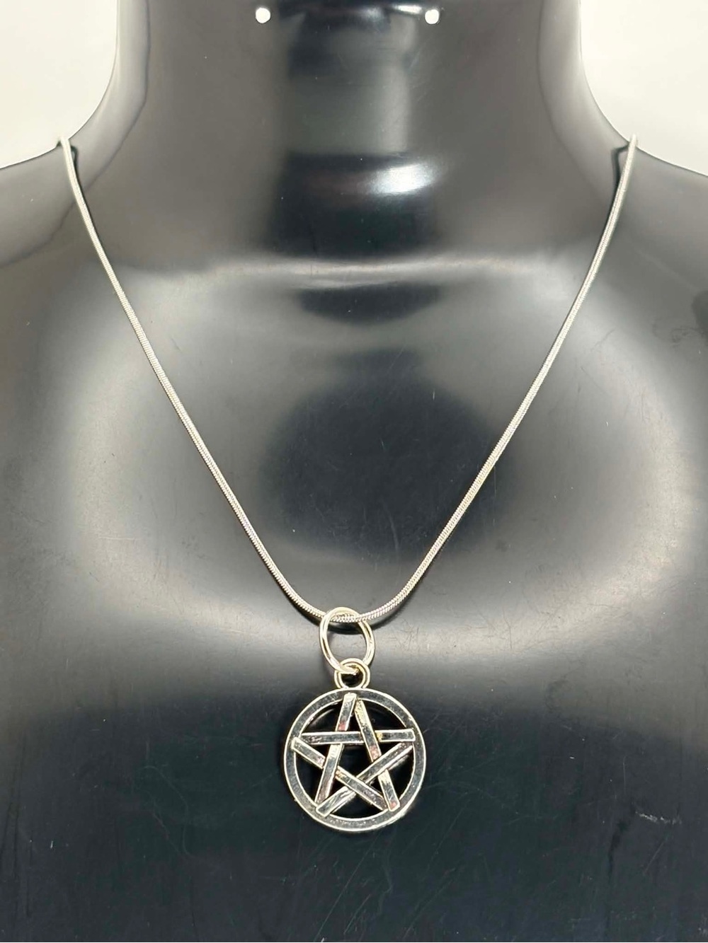 Silver Tone Pentacle Necklace on Stainless Steel Chain
